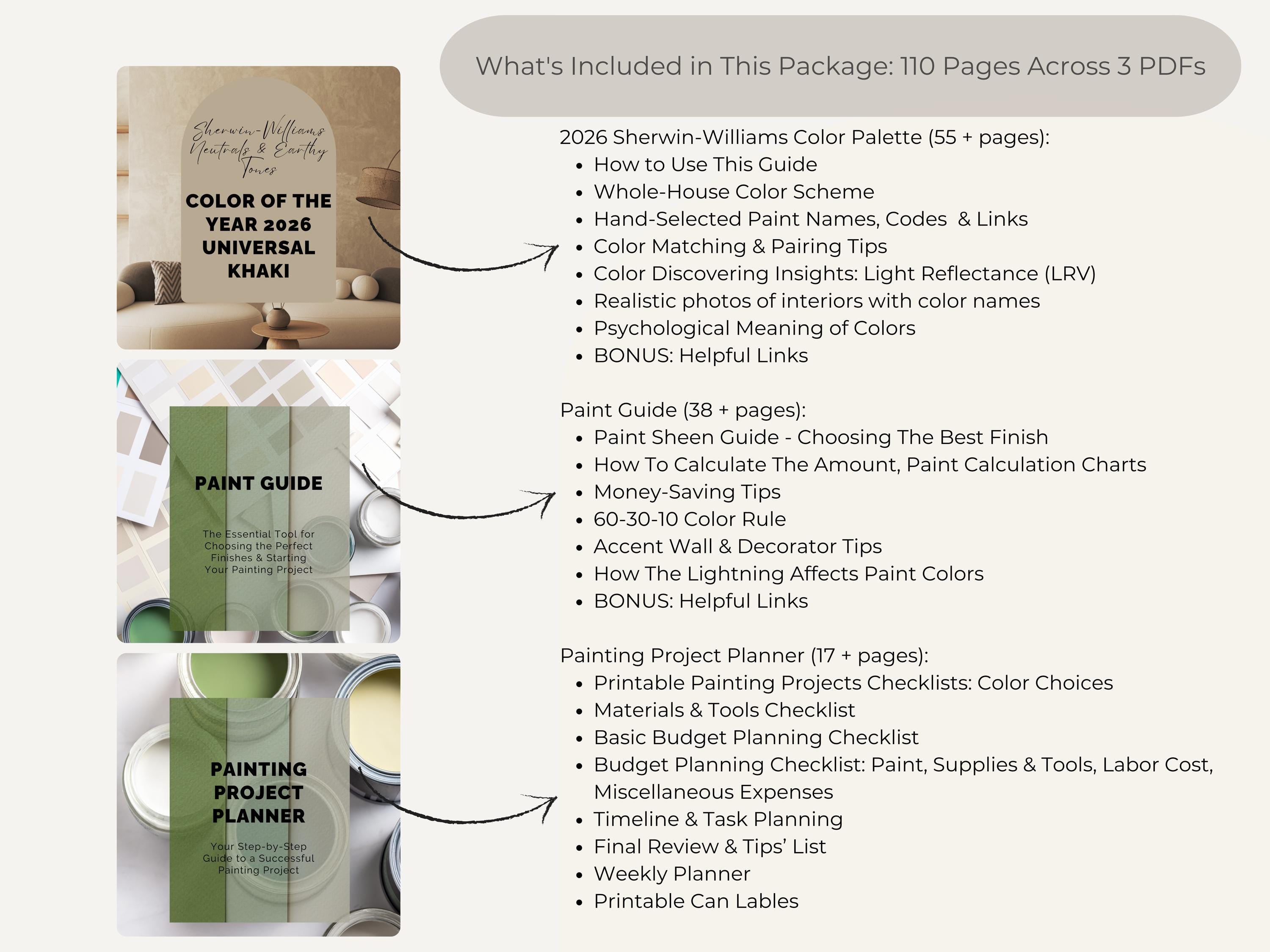 Sherwin Williams Color Of The Year 2026: Universal Khaki Coordinating Colors | SW 6150 (Instant Download)