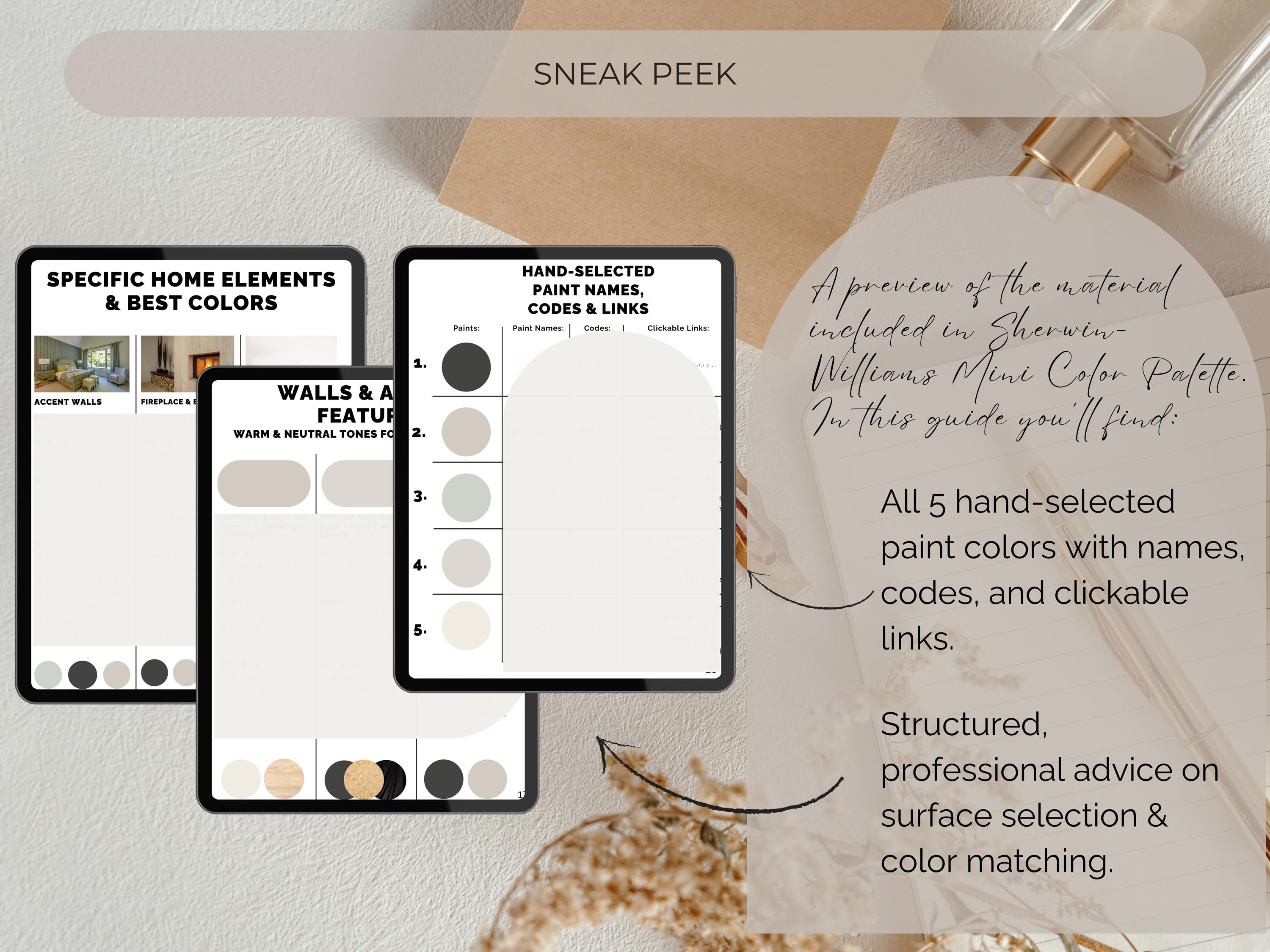 Sherwin Williams Alabaster Coordinating Colors: Mini Whole Home Paint Palette | SW 7008 (Instant Download)
