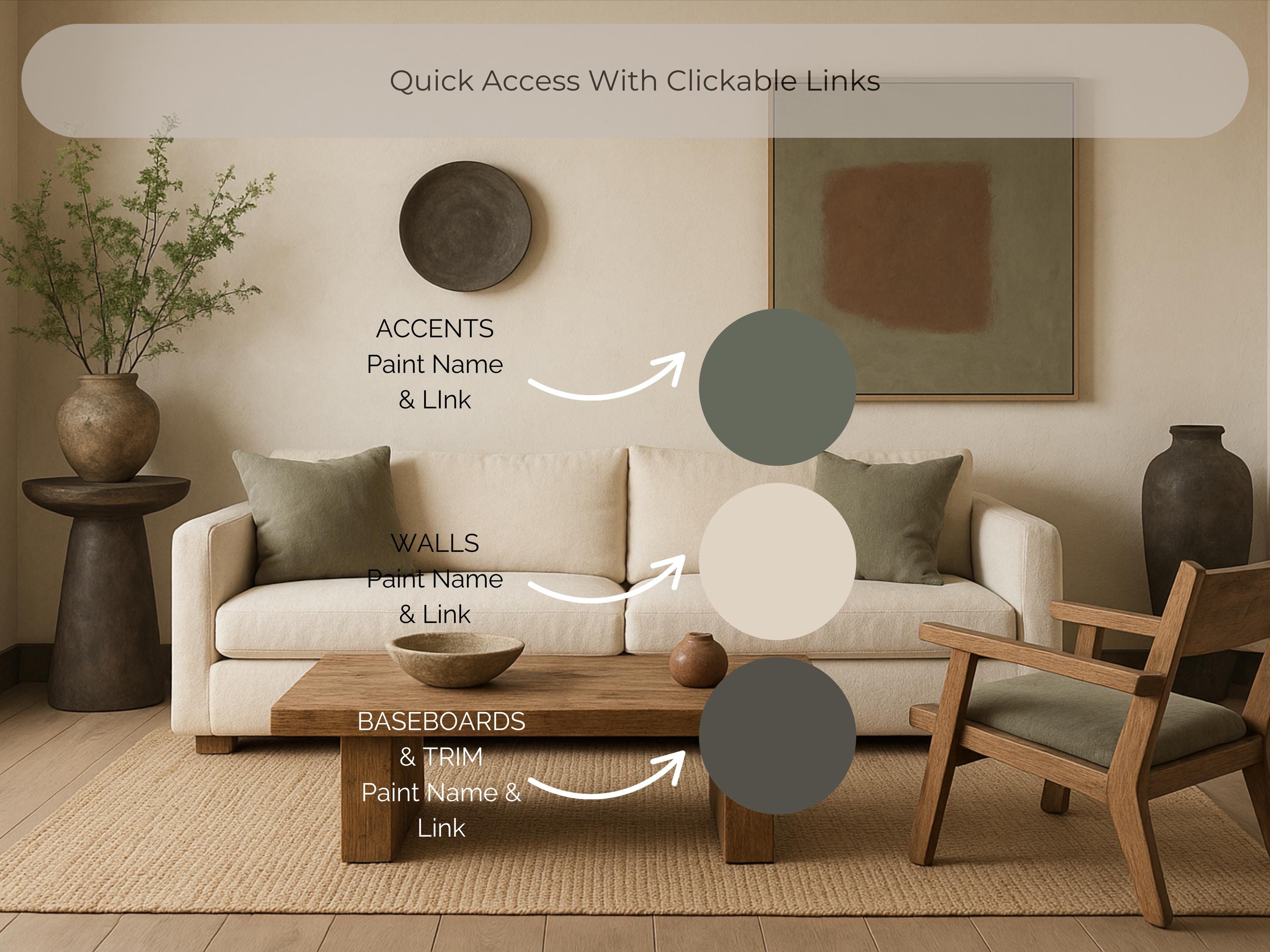 Sherwin Williams Coordinating Colors For Wabi Sabi & Japandi Interiors: Whole House Paint Palette Guide (Instant Download)